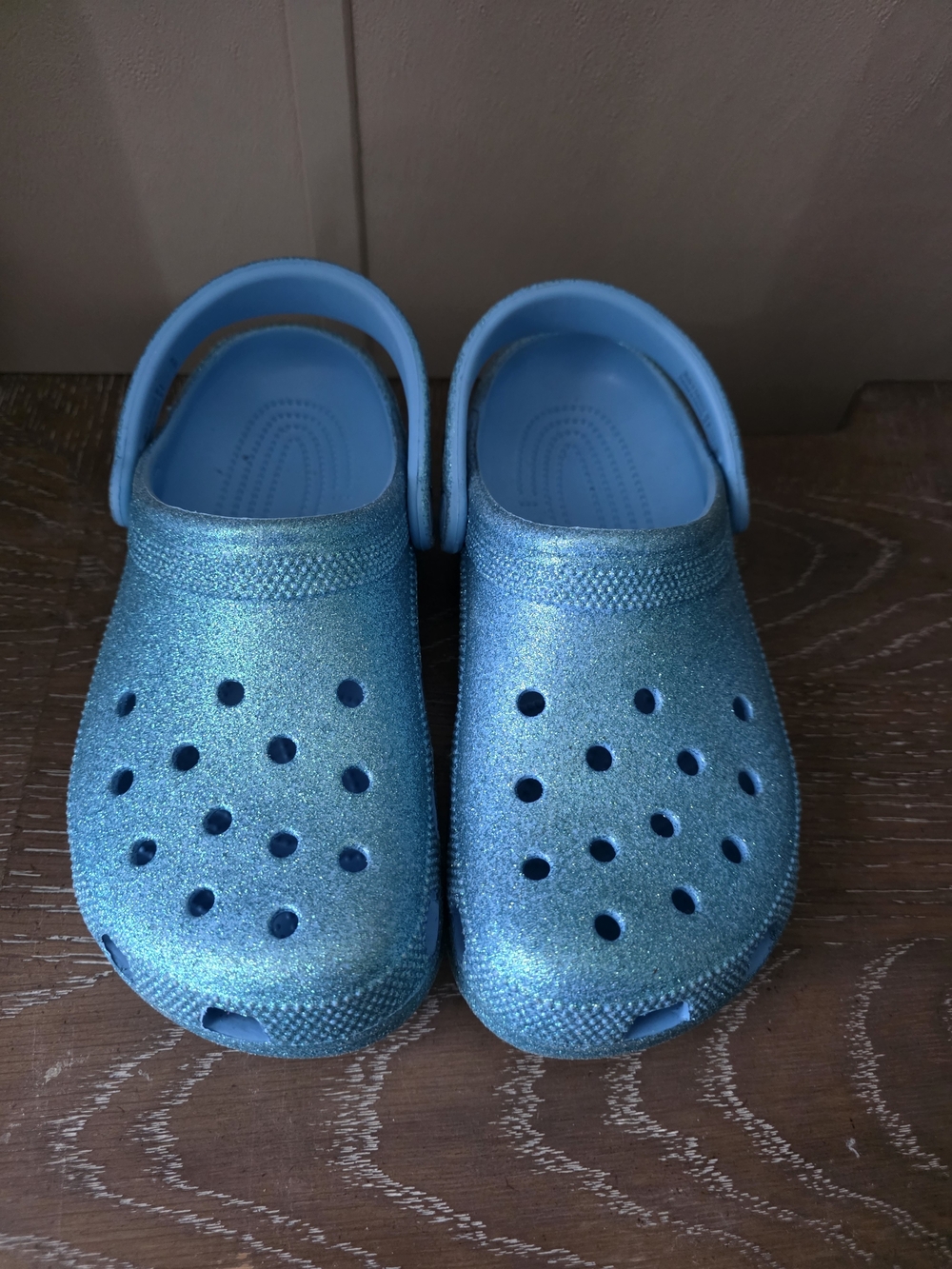 CROCS Sparkle/ Glitter Aqua Blue View 3